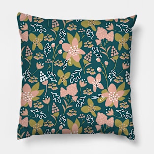 Retro blue garden pattern Pillow