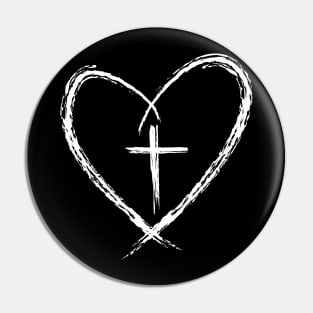 Stylish Cross In Heart Christian Jesus Religious Faith Pin