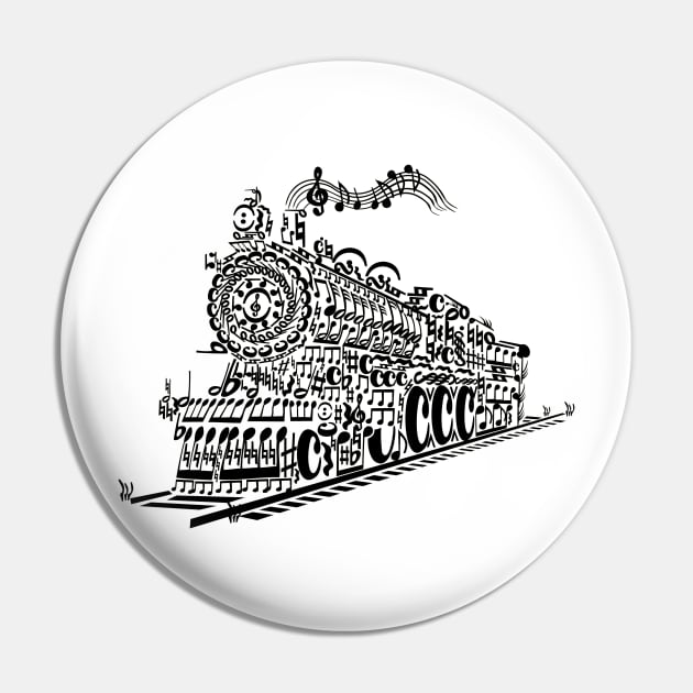 Musical Train (Black Graphic) Pin by Jarecrow 