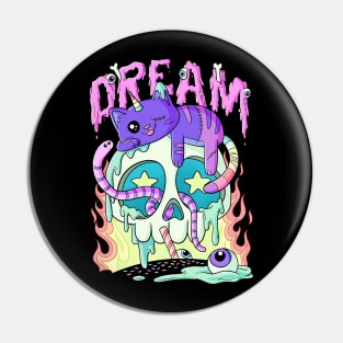 Dream Cute Kawaii Caticorn Skull Pastel Goth Aesthetic Pin