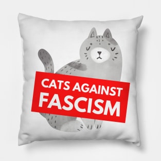 Cats Against Fascism (White) Pillow