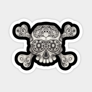 Cute skull and crossbones day of the dead. Magnet