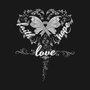 Dyslexia Awareness Faith Hope Love Butterfly Ribbon, In This Family No One Fights Alone T-Shirt