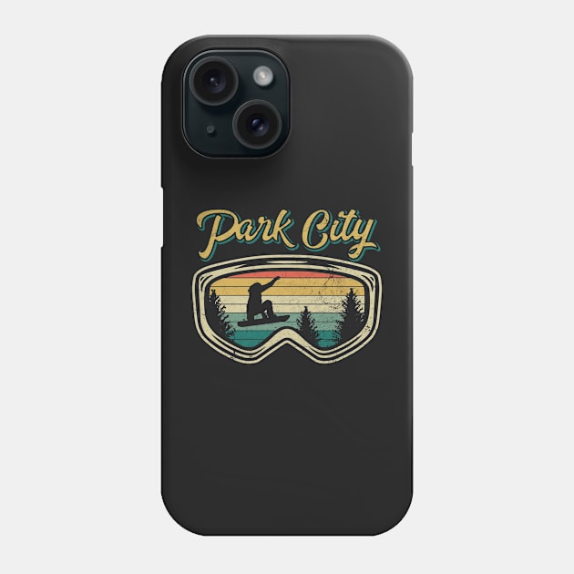 Snowboard Park City Utah Distressed Goggles Big Air Snow Phone Case by markz66