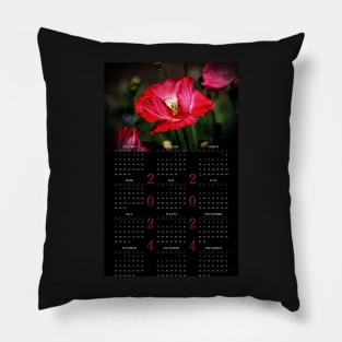 Red Poppies • 2024 Year-at-a-glance Calendar Pillow