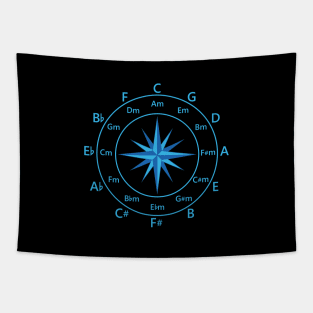 Circle of Fifths Compass Style Cool Blue Tapestry