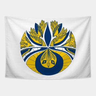 Navy Gold Abstract Motif Tapestry