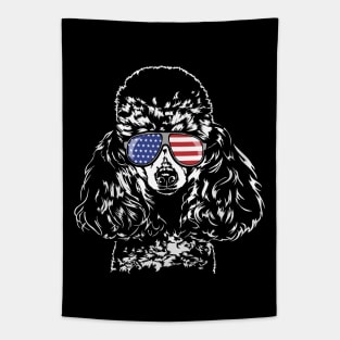 Proud Miniature Poodle American Flag sunglasses Tapestry