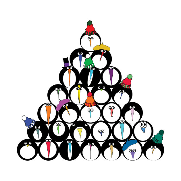 Jolly Colourful Penguin Pyramid by Rhubarb Myrtle