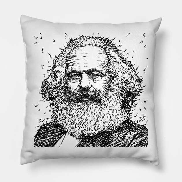 KARL MARX ink portrait Pillow by lautir