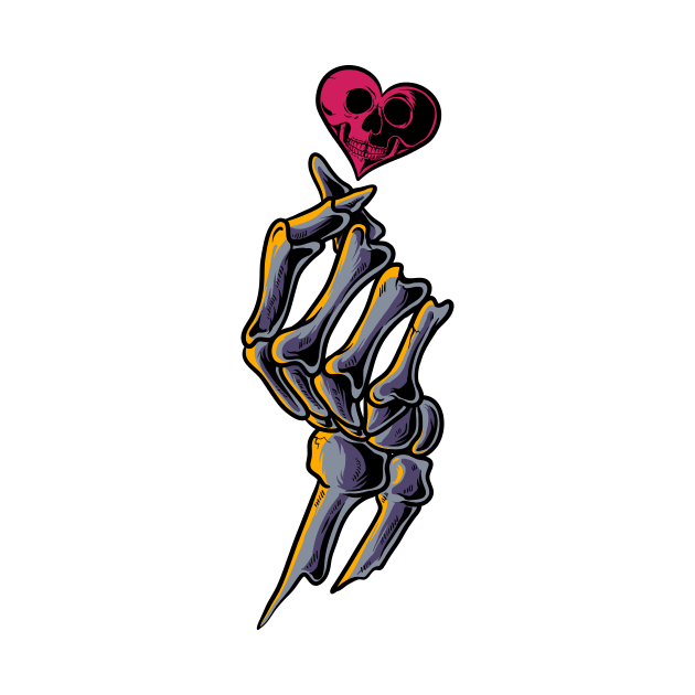 Skeleton Hand Korean Finger Heart Pink Skull Heart by anubis1986