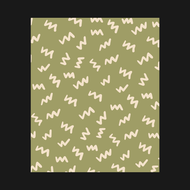 Olive Green  Abstract Mudcloth Lines Pattern by zedonee