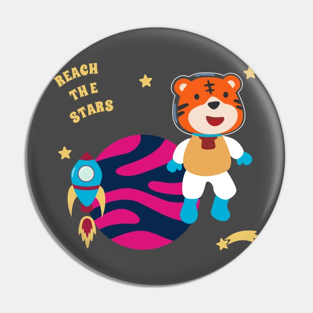 Space tiger or astronaut in a space suit with cartoon style. Pin by KIDS APPAREL