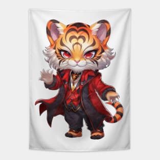 Cartoon Bengal Tiger in Dracula Costume Tapestry