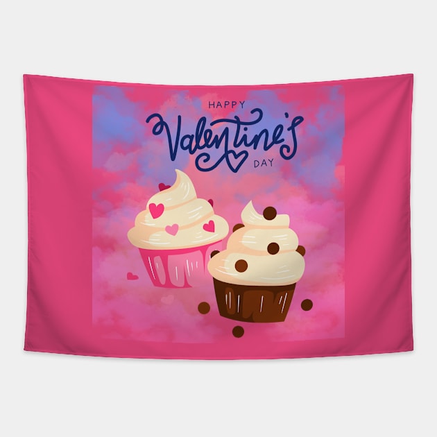 Happy Valentines Day Cupcake Tapestry by Texas Bloomin’