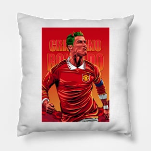 Crimson Fury: Illustrating Cristiano Ronaldo as the Red Devil Pillow