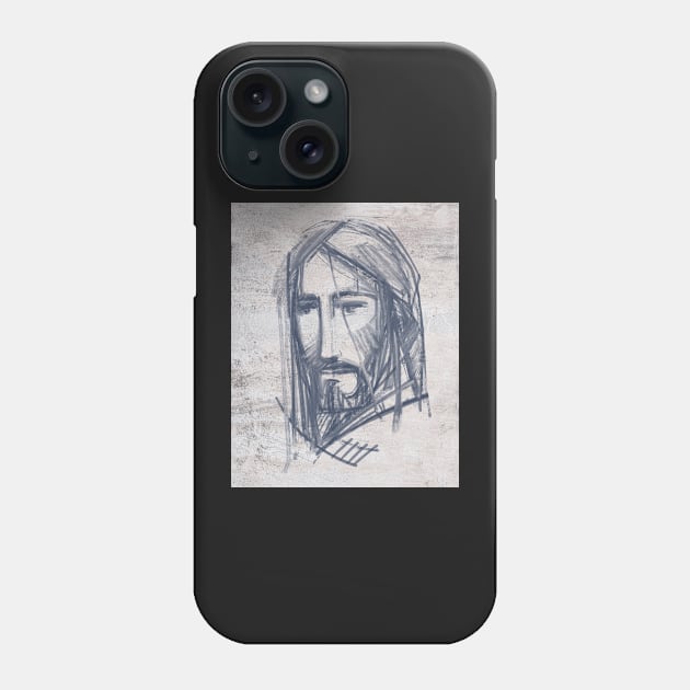 Jesus Christ Face ink digital illustration Phone Case by bernardojbp