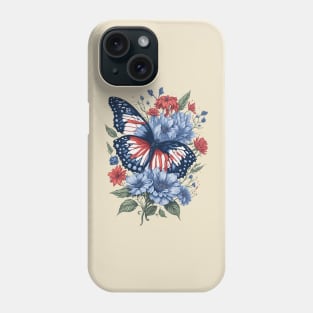 4th of July - Butterfly with Flowers Phone Case