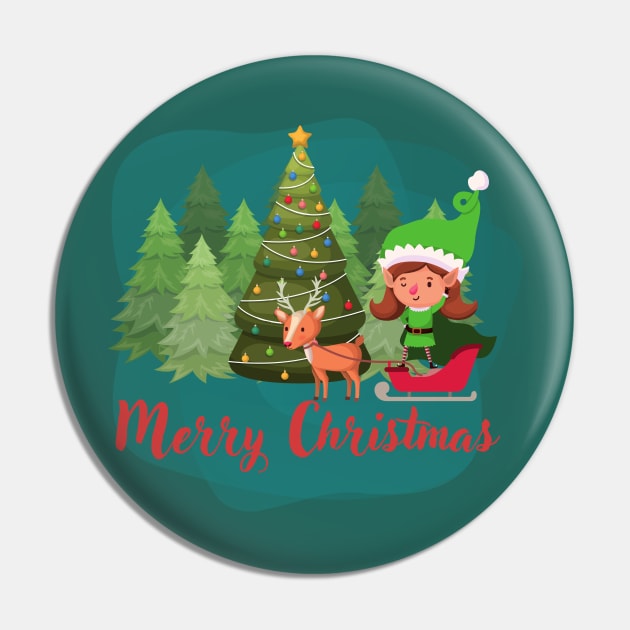 Merry Christmas, elf and reindeer Pin by Paciana Peroni