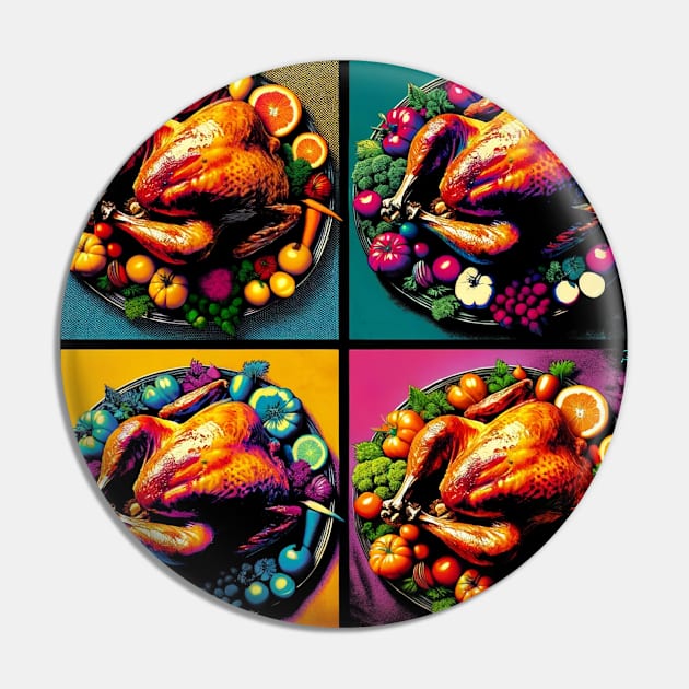 Pop Art Poultry: A Thanksgiving Turkey Extravaganza - Classic Christmas Pin by PawPopArt