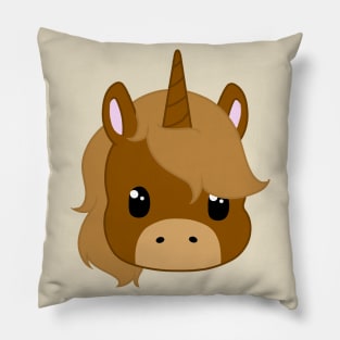 kawaii brown unicorn Pillow