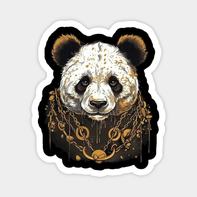 Panda bear with chain Magnet by GreenMary Design