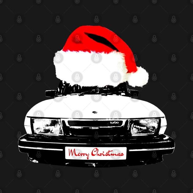 Saab 900 Turbo classic car Christmas hat edition by soitwouldseem