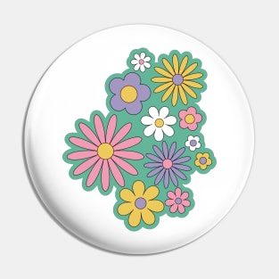 Retro Cartoon Flower Patch Pin