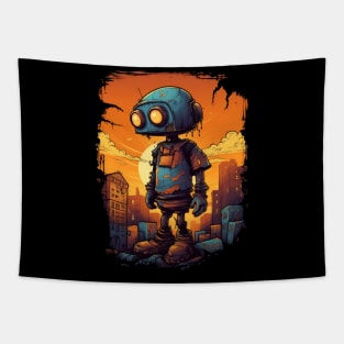 Sad Robot in a Post-Apocalyptic world Tapestry