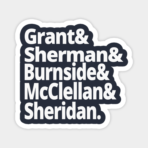 US Civil War History - Union Army Generals - Grant, Sherman, Burnside, McClellan, Sheridan - US Civil War History American History Magnet by Yesteeyear