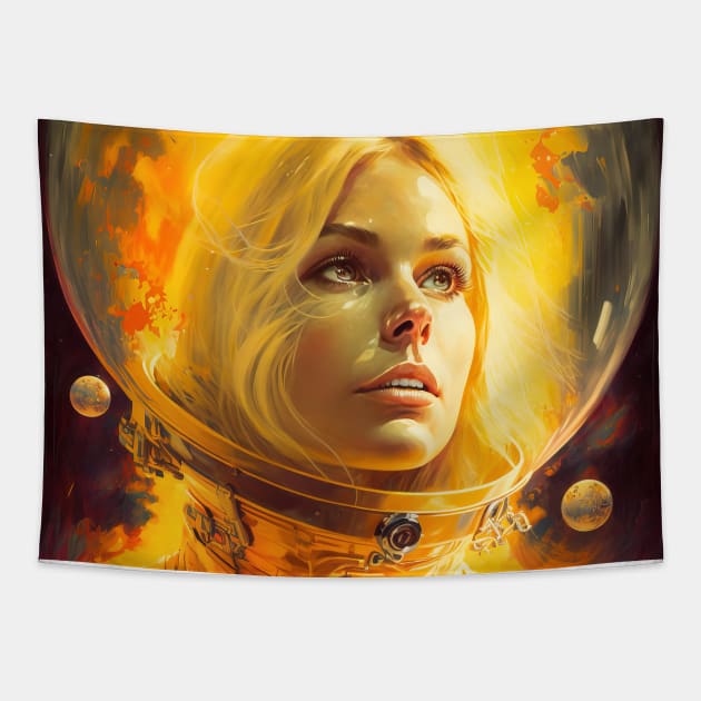 We Are Floating In Space - 24 - Sci-Fi Inspired Retro Artwork Tapestry by saudade