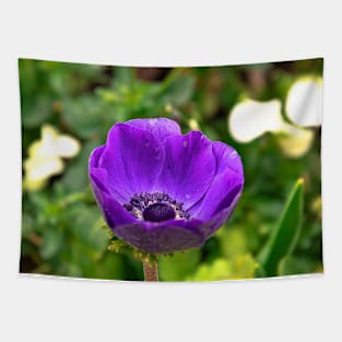 Purple Tulip Flower Amidst Greenery Tapestry