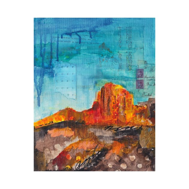 Red rock desert mixed media painting by kittyvdheuvel