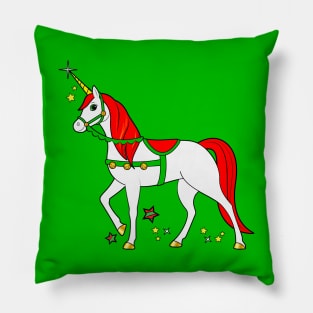 Christmas Unicorn with Decorated Bridle and Saddle Pillow