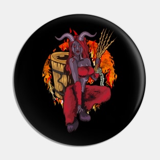 Female Krampus Girl Christmas Horror Pin