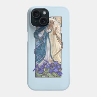 Lady of September with Sapphire and Morning Glories Celestial Moon and Sun Goddess Mucha Inspired Birthstone Series Phone Case