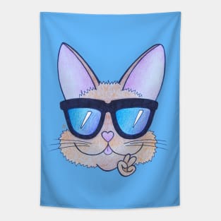 Kitten Wearing Sunglasses - A Cool Cartoon Cat Tapestry