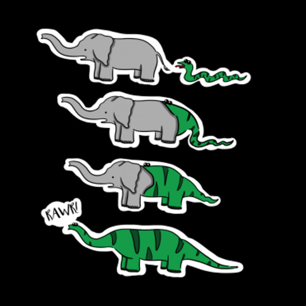 Funny Dinosaur T-Shirt. Snake and elephant. Animal t-shirt - Dinosaur - Phone Case
