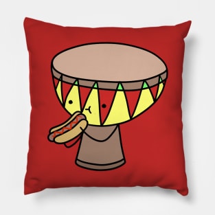 Djembe Eating a Hotdog Pillow