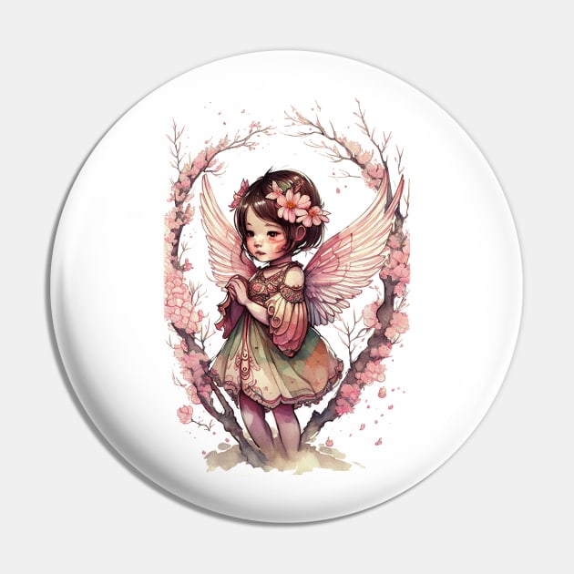 Cherry Blossom Flower Fairy Girl Cute Japanese Cicely Mary Barker Pin by peachycrossing