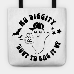 No Diggity Bout To Bag It Up Boy Ghost Boy Halloween Tote