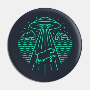 Alien Spaceship Cow Abduction Pin