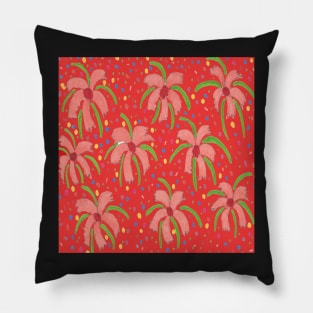 Red Tropical Floral Fiesta Pillow