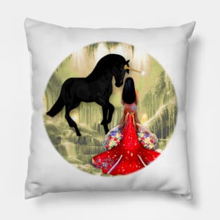 The Secret Unicorn and Mermaid Meeting Pillow