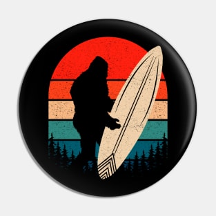 Retro Bigfoot Surfing Pin