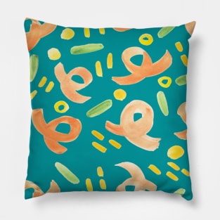 Turquoise and Orange Pattern Pillow