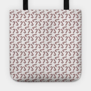 Dark Christmas Candy Apple Red Candy Canes on White Tote