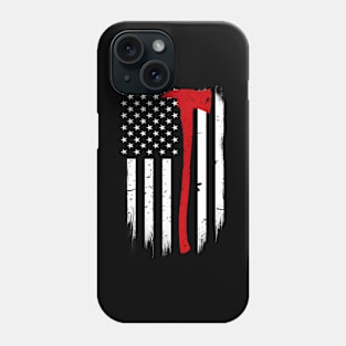 Thin Red Line Flag Axe Firefighter Support Phone Case