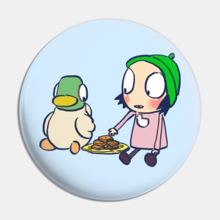sarah and duck sharing cookies / children's cartoon Pin