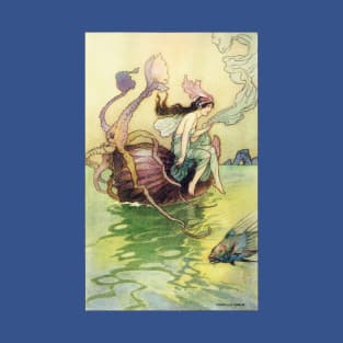 Sea Fairy and Octopus in a Shell Boat - Warwick Goble T-Shirt